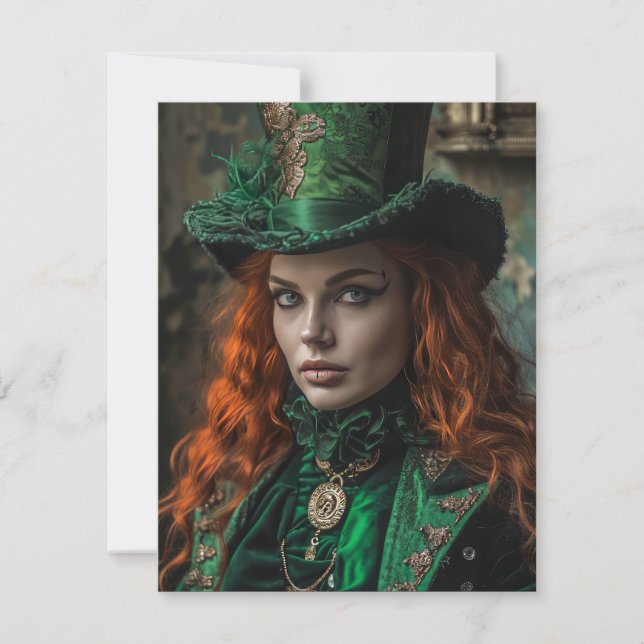 Tarjeta Pequeña Mujer gótica en el Día de San Patricio (Anverso)