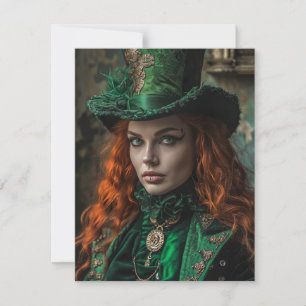 Tarjeta Pequeña Mujer gótica en el Día de San Patricio