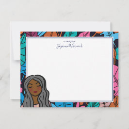 Tarjeta Pequeña Mujer negra ilustrada con pelo gris