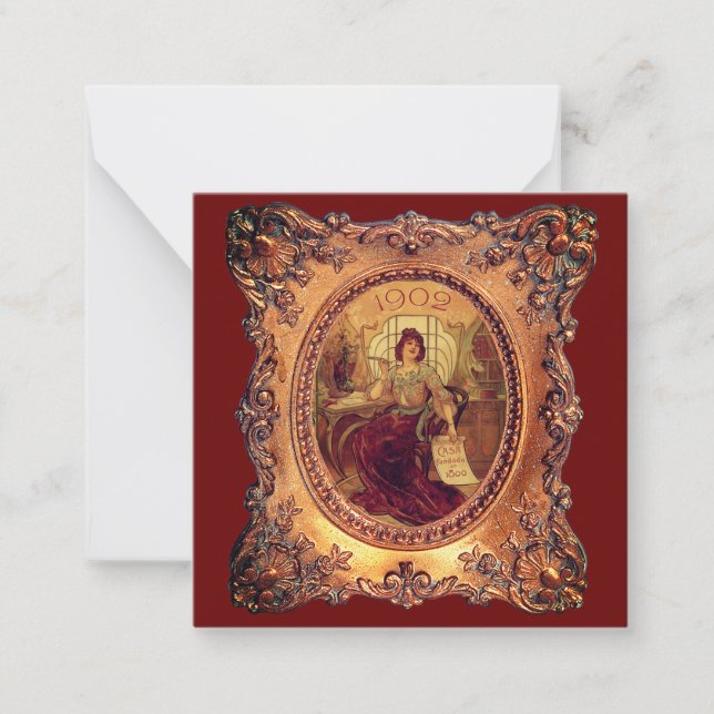 Tarjeta Pequeña Mujer victoriana en elegante marco victoriano (Anverso)