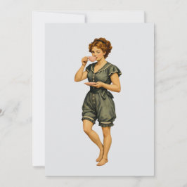 Tarjeta Pequeña Mujer Victoriana Nadadora Bebiendo Té