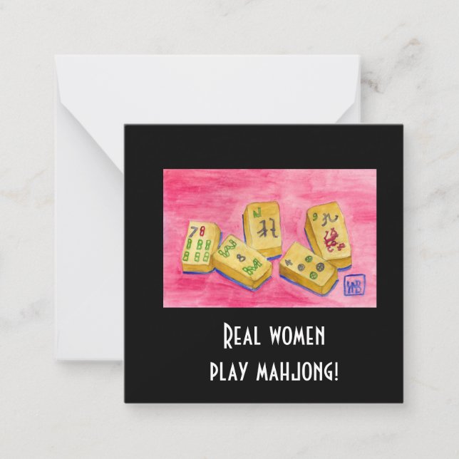Tarjeta Pequeña Mujeres Reales Juegan Al Mahjong (Anverso)