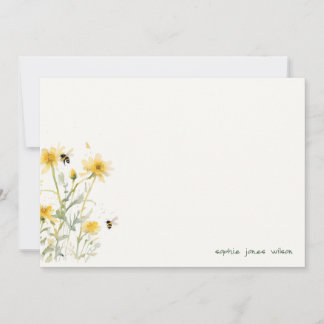 Tarjeta Pequeña Mum Amarela Flor Silvestre Para Abeja Acuarela Neu