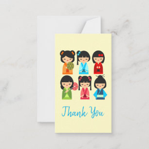 Tarjeta Pequeña Muñecas japonesas cute kokeshi