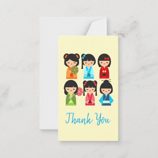 Tarjeta Pequeña Muñecas japonesas cute kokeshi (Anverso)