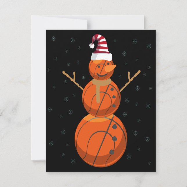 Tarjeta Pequeña Muñeco de nieve divertido de baloncesto regalo de  (Anverso)