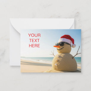 Tarjeta Pequeña Muñeco de nieve tropical de Navidad
