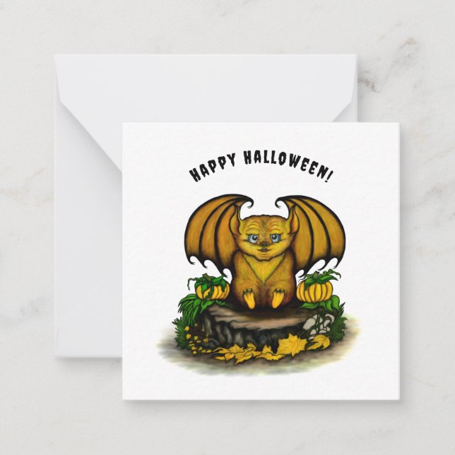 Tarjeta Pequeña Murciélago lindo de Halloween (Anverso)