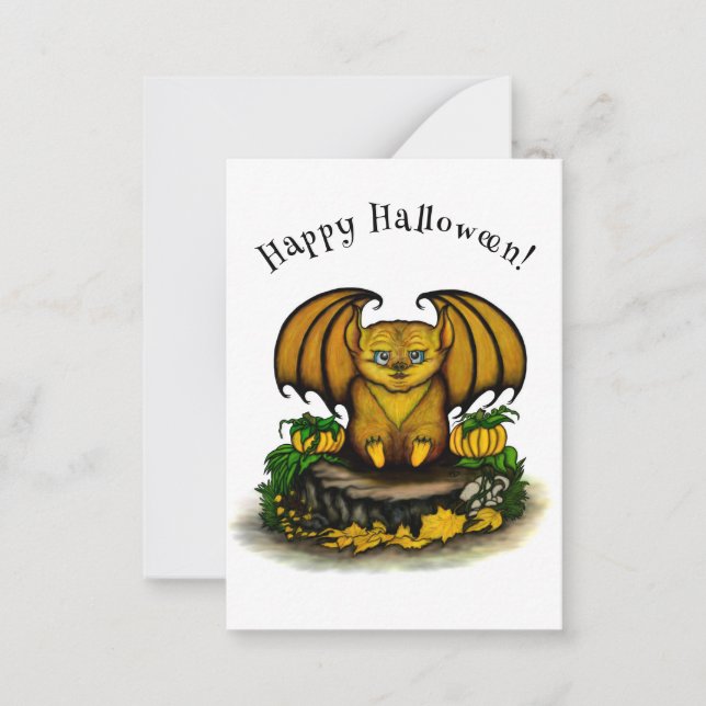 Tarjeta Pequeña Murciélago lindo de Halloween (Anverso)