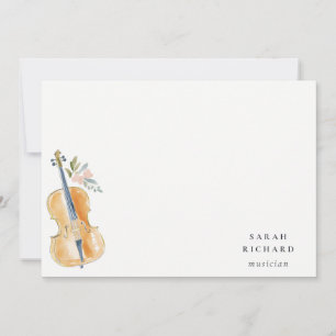 Tarjeta Pequeña Músico de Guitarra de Acuarela Elegante Profesor d