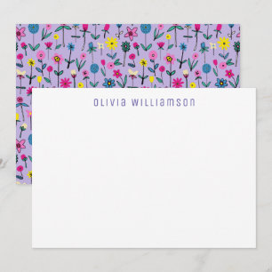 Tarjeta Pequeña Muy Peri Lilac Flower Garden Notecard