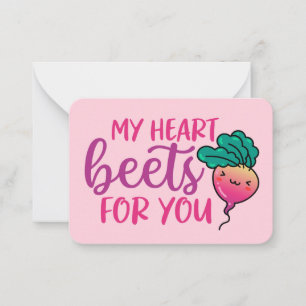 Tarjeta Pequeña My Heart Beets Funny Pun Cute El día de San Valent