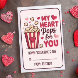 Tarjeta Pequeña MY HEART POPS FOR YOU Valentines Day Classroom