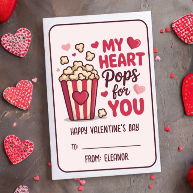 Tarjeta Pequeña MY HEART POPS FOR YOU Valentines Day Classroom (Subido por el creador)