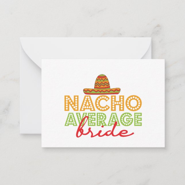 Tarjeta Pequeña Nacho Novia Promedio Boda Mexicano Cinco De Mayo (Anverso)