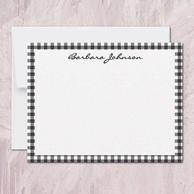 Tarjeta Pequeña Name || Black and White Buffalo Check Frame (Subido por el creador)