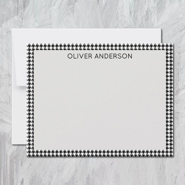 Tarjeta Pequeña Name || Black and White Houndstooth Check Frame (Subido por el creador)
