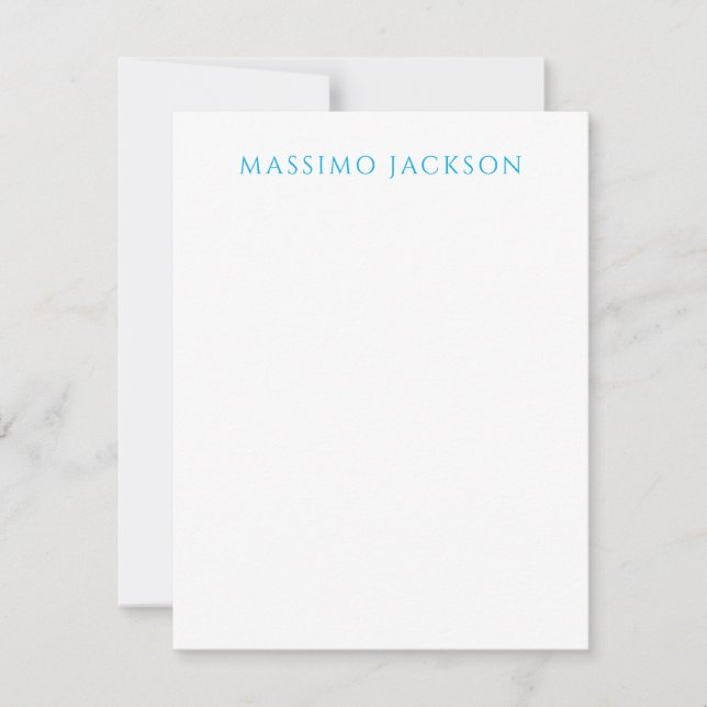 Tarjeta Pequeña Name Calligraphy Script Plain Simple White Blue (Anverso)