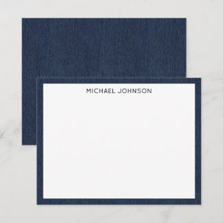 Tarjeta Pequeña Name || Dark Blue Denim Print Frame Border
