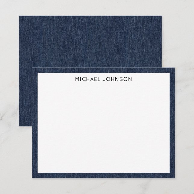 Tarjeta Pequeña Name || Dark Blue Denim Print Frame Border (Anverso / Reverso)