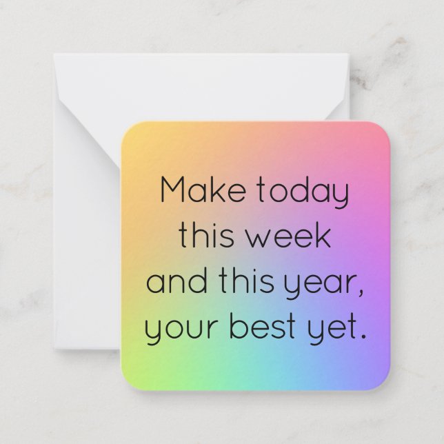 Tarjeta Pequeña Name, Mini Gradient Rainbow Happy New Year Card (Anverso)