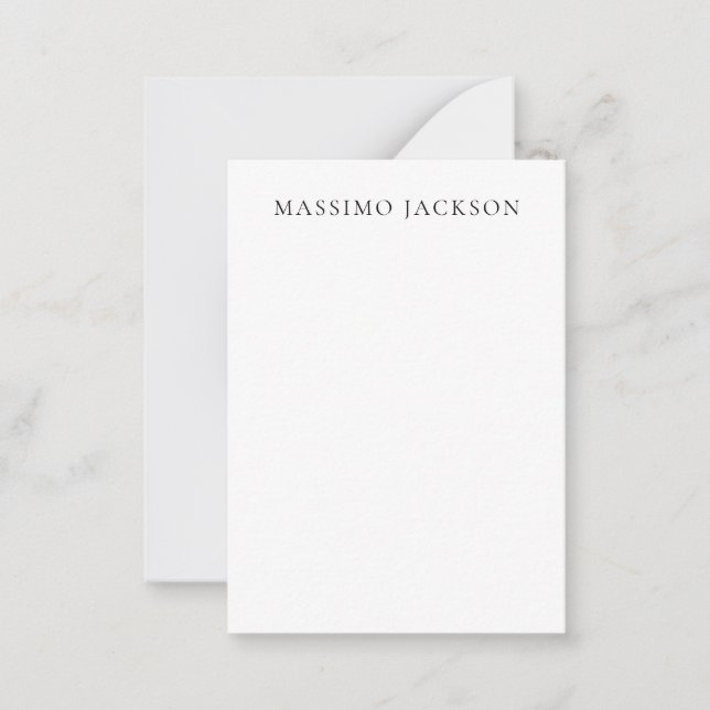 Tarjeta Pequeña Name Minimalist Modern Plain Simple Black White (Anverso)