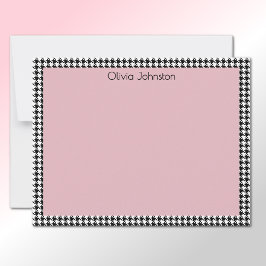 Tarjeta Pequeña Name || Vintage Pink and Houndstooth Pattern Frame