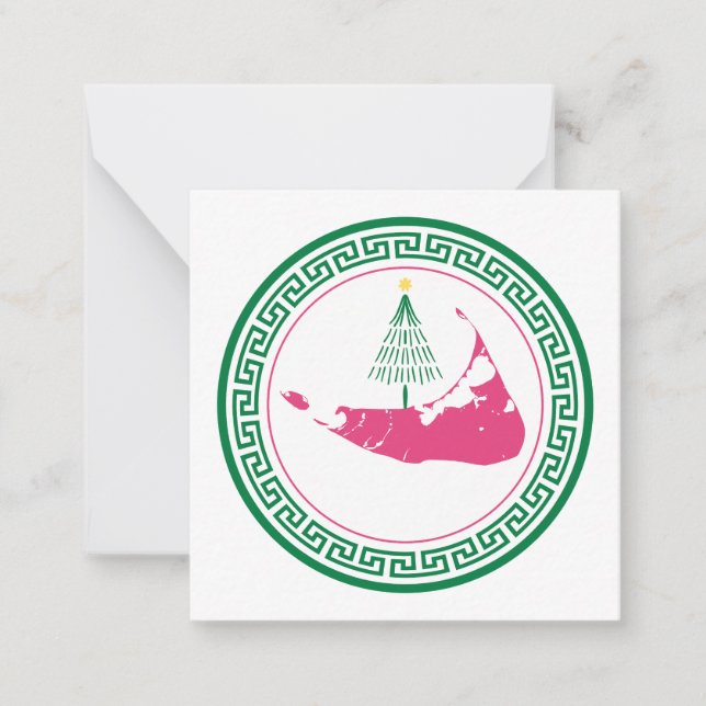 Tarjeta Pequeña Nantucket Christmas w Tree (Anverso)