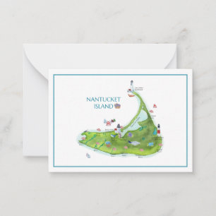 Tarjeta Pequeña Nantucket Island plano en blanco pintado a mano