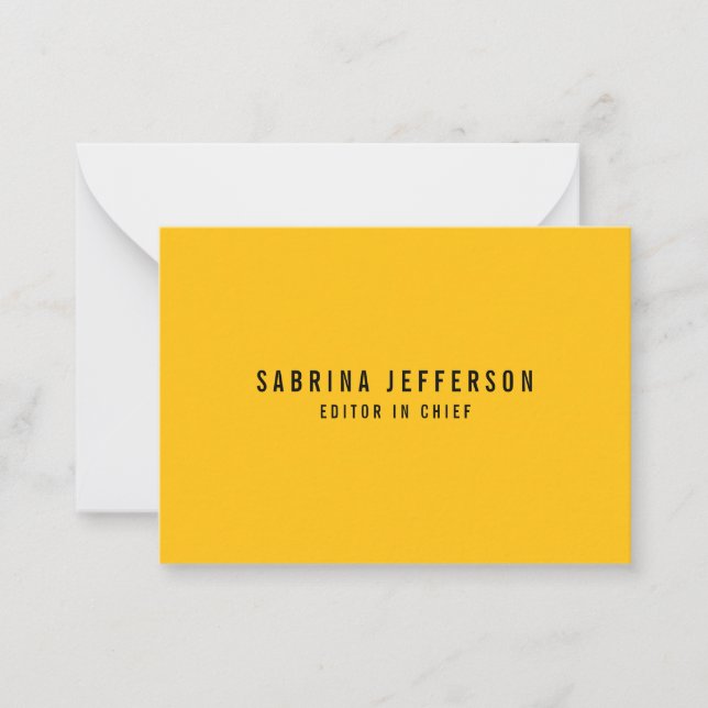 Tarjeta Pequeña Naranja amarillo minimalista elegante y único (Anverso)