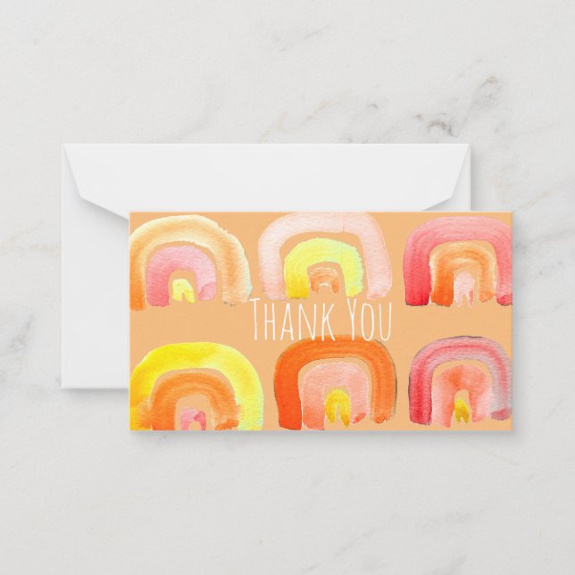 Tarjeta Pequeña Naranja arco iris lindo arte retro (Anverso)