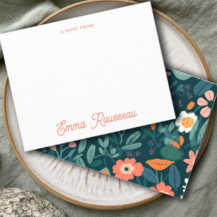 Tarjeta Pequeña Naranja Boho Guión del Patrón de Flores Silvestres