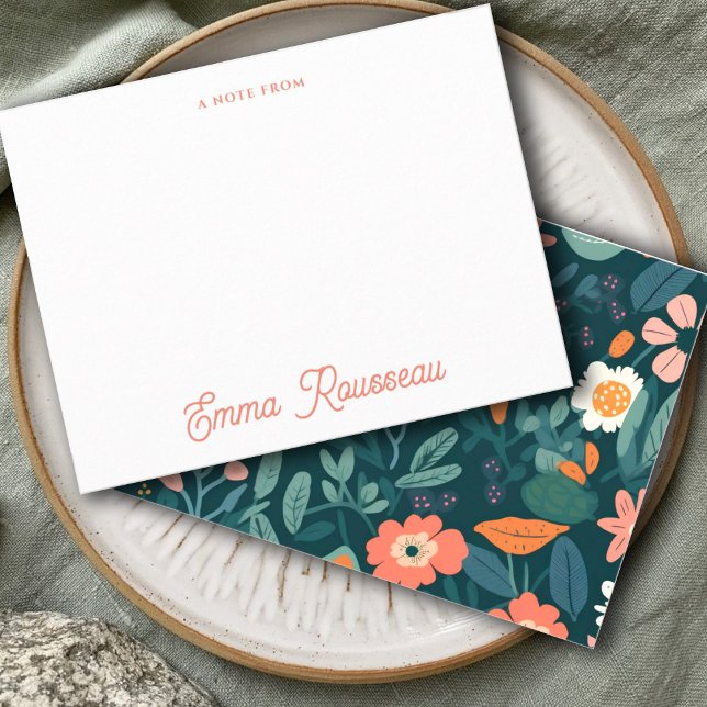 Tarjeta Pequeña Naranja Boho Guión del Patrón de Flores Silvestres (Subido por el creador)