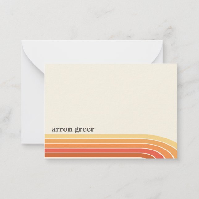 Tarjeta Pequeña Naranja Boho Retro Stripes (Anverso)