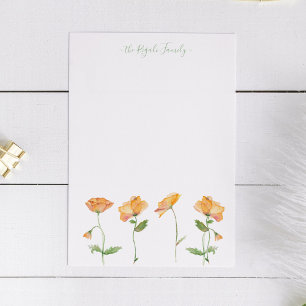 Tarjeta Pequeña Naranja de acuarela Poppies Stationery personaliza