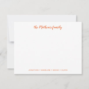 Tarjeta Pequeña Naranja de apellido de la familia de guiones elega