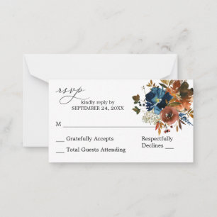 Tarjeta Pequeña Naranja de la Marina Presupuestaria y Floral Marró