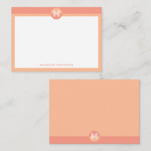 Tarjeta Pequeña Naranja de moda Peach Monograma Geométrico Moderno