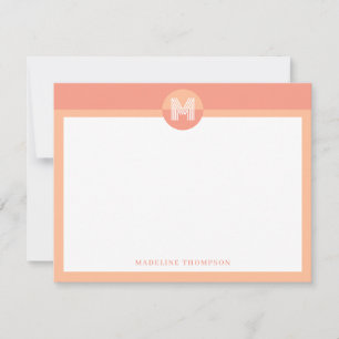 Tarjeta Pequeña Naranja de moda Peach Monograma Geométrico Moderno