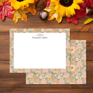 Tarjeta Pequeña Naranja De Peach Floral Gris Rosa