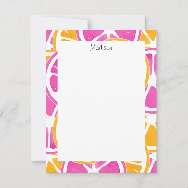 Tarjeta Pequeña Naranja de rebanadas de cítricos rosados (Anverso)