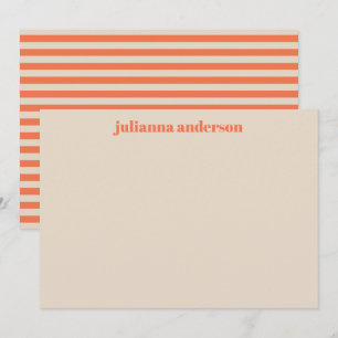 Tarjeta Pequeña Naranja de verano moderno suave a rayas personaliz