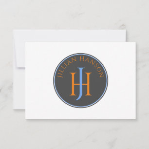 Tarjeta Pequeña Naranja del logotipo del nombre del monograma de c