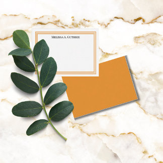 Tarjeta Pequeña Naranja elegante personalizada triple borde modern
