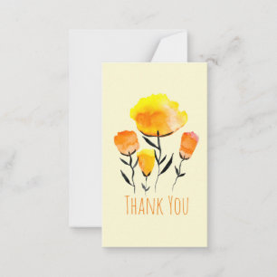 Tarjeta Pequeña Naranja feliz y flores amarillas