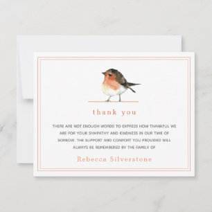 Tarjeta Pequeña Naranja lindo Robin Simple Elegante Funeral Gracia