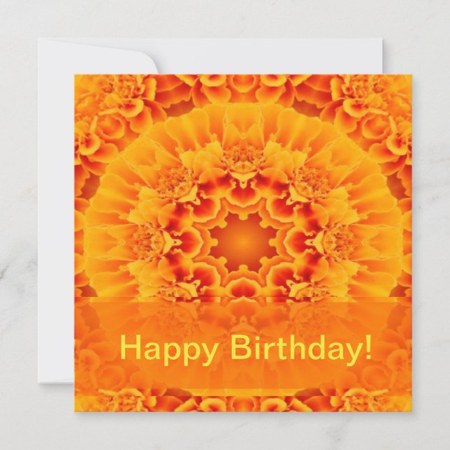 Tarjeta Pequeña Naranja Marigold Mandala (Anverso)
