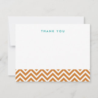 Tarjeta Pequeña Naranja quemado Chevron simple Gracias Cartas de N