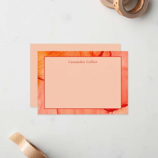 Tarjeta Pequeña Naranja Rojo Moderno Resumen elegante (Anverso/Reverso In Situ)