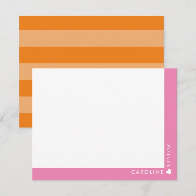 Tarjeta Pequeña Naranja rosado preadormista tiras de burra persona (Anverso / Reverso)